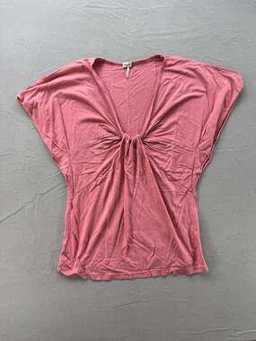 Splendid, Deep V-Neck Twist Knot Top Size Medium, Dusty Rose Mauve Color